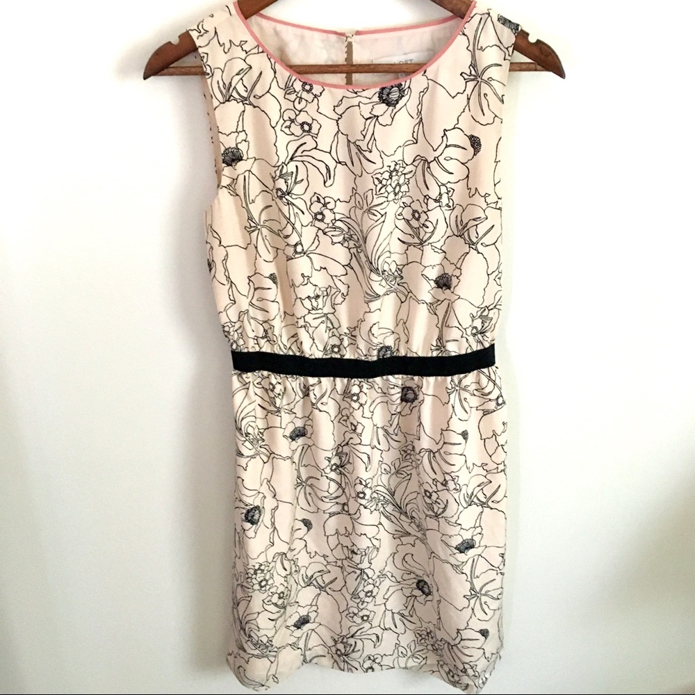 LOFT Light Pink Floral Print Dress